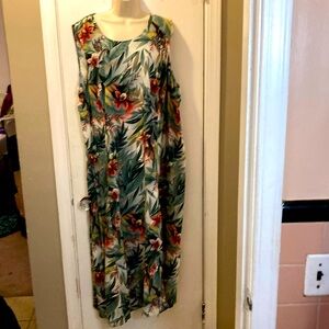 vintage Teddi Woman 3X Tropical Floral Sleeveless Dress 25-110-1